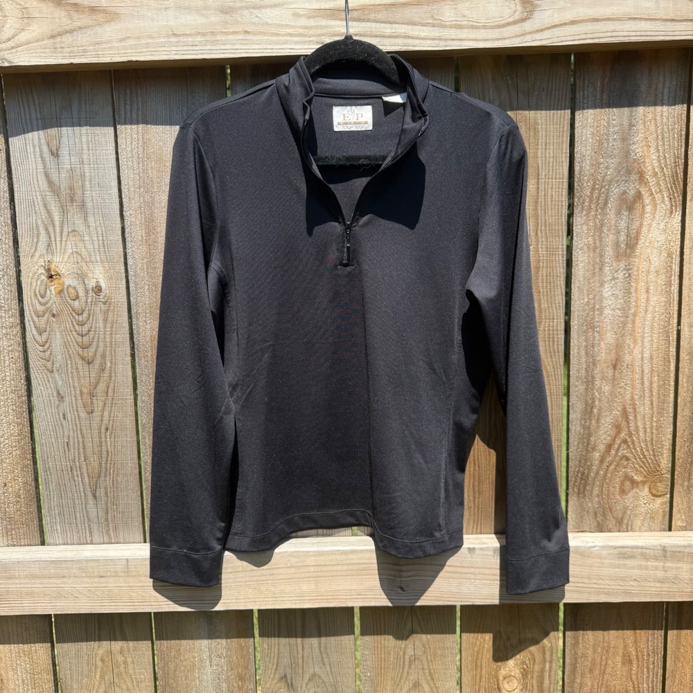 EP Pro Tour Tech Womens Black Quarter Zip Golf Pullover Long Sleeve Top Medium